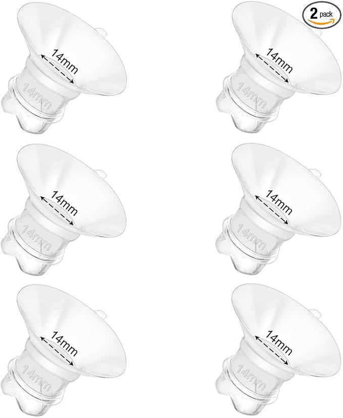 6pcs Updated Silicone Flange Insert 14mm Compatible with Momcozy/Medela/Spectra/Eufy/Lansinoh/TSRETE/Elvie/NCVI/Paruu Breast Pump, for 24mm Flange/Shield, Breastfeeding Essential Replacement Pump Part