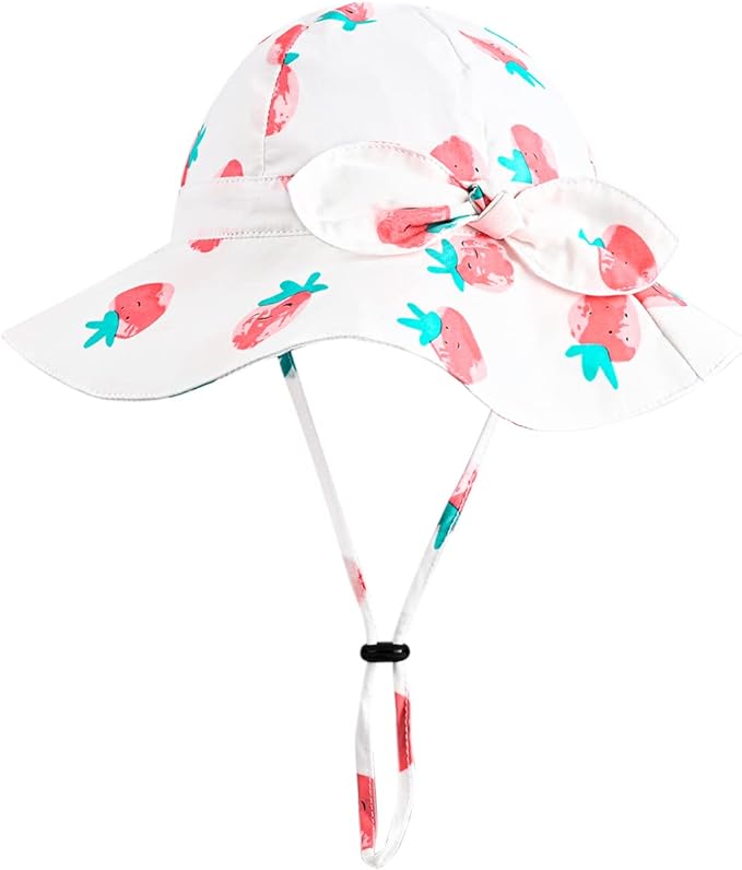 Baby Girl Sun Hat with UPF 50+ Outdoor Adjustable Beach Hat with Wide Brim Bucket Hats