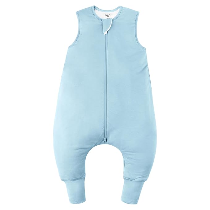 Rayon Made From Bamboo Sleep Sack 12-24 Months 0.5 Tog Ultra Soft Summer Toddler Sleep Sack 1t-2t with Feet 2-Way Zipper Lightweight Baby Sleeping Bag with Legs Thin Baby Wearable Blanket-Blue