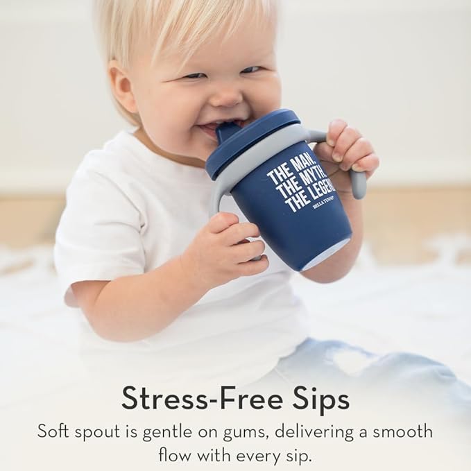 Bella Tunno Sippy Cup, Set of 2 Silicone Training Cups with Transition Handles for Infants, Toddlers & Kids, Babies 6-12 Months & Toddlers 1-3 Years, Boys & Girls, I'll Drink to That & Dropped it