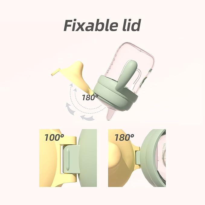 Piifur Tritan Sippy Cup with Storage Lid for 6-18 Months Leak Proof, Weighted Straw Learner Cup with Handle for Baby 8 Ounce (Green)