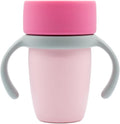 WeeSprout Baby Training Cup - Silicone Sippy Cup with Removable Handles for Weaning Off Bottle - Transition Spill-Proof Toddler Cups - No-Spill Design (Pastel Pink/Hot Pink/Light Gray)