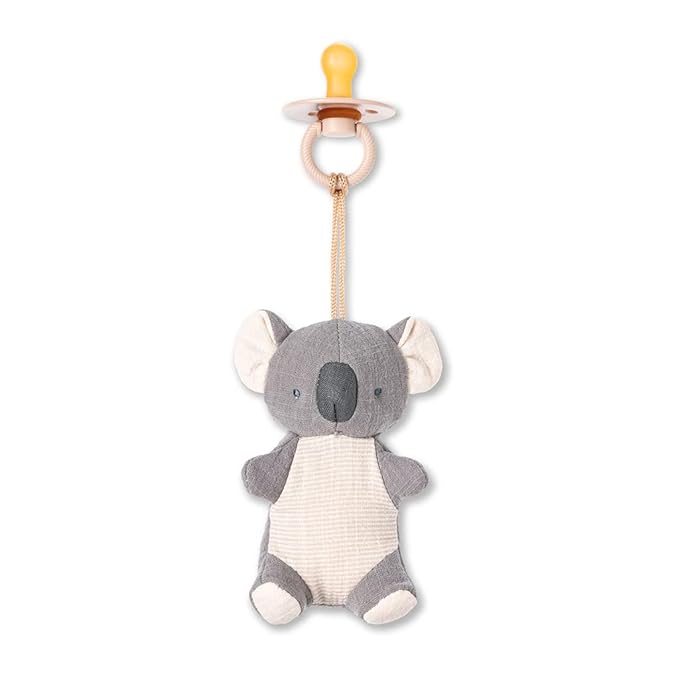 Itzy Ritzy Pacifier & Lovey Set - Natural Rubber Pacifier with Stuffed Animal Lovey - Detachable Plush Koala Binky Holder & Coordinating Natural Rubber Binky, Ideal for Ages 0-6 Months (Koala)