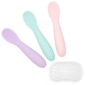 WeeSprout Baby Spoons for Self Feeding 6 Months +, Soft & Durable Silicone Utensils for Sensitive Gums & Teeth, Easy Grip Handles & Shorter Length for Little Hands, 3 Pack + Carrying Case