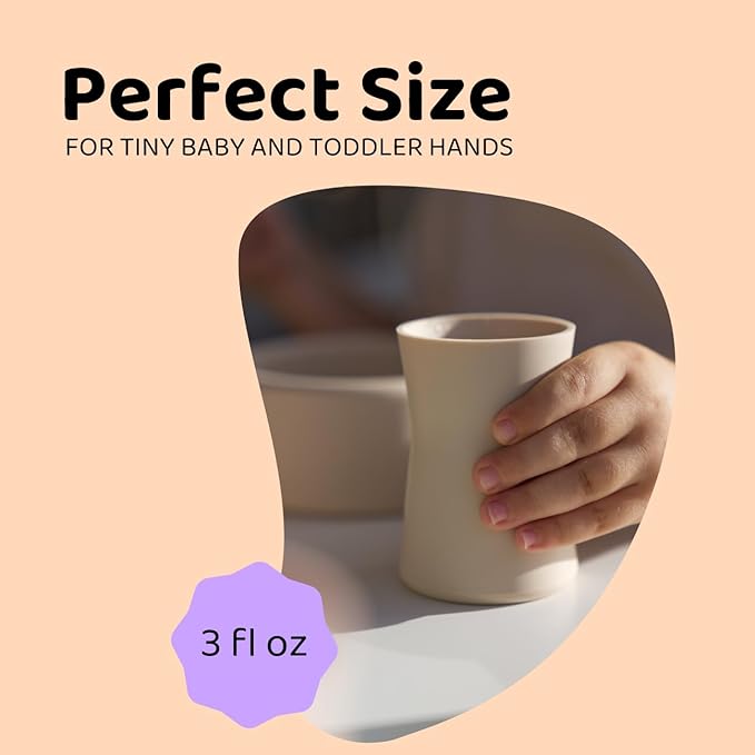 APLAINR Grip Cup, Silicone Open Training Cup for Baby and Toddler, 3 fl oz, Easy Grip, Non-Slip, Heavy Base, Microwave & Dishwasher Safe, No BPA, Pack of 2, Blue Hour