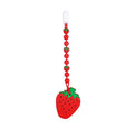 Cute Animal Baby Food Grade Silicone Teether Toy with One Piece Design Pacifier Clip Holder,Teething Pain Relief Toys Gift Set for 3 Months+ Boys and Girls,Freezer Safe,BPA Free (Strawberry)