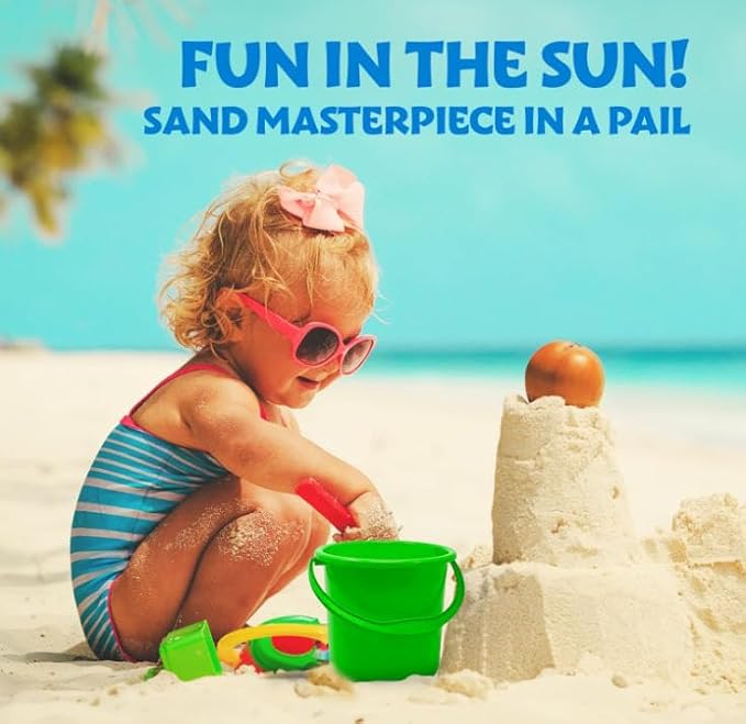 Podzly 108 Pack Beach Pails Sand Buckets - 7" Large Beach Pails with Handles for Kids - Colorful Beach Toys for Sand Molds & Castles - Great Sand Buckets - Fun and Learning Accessory for Kids!