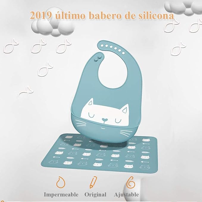 Baby Silicone Feeding Bibs, 3pcs Adjustable Waterproof Bibs for Feeding