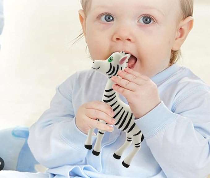 Silicone Zebra Baby Teether Toy for Soothing Sore Gums Baby Chew Toys with Multi-Sensory Textures and Squeaker