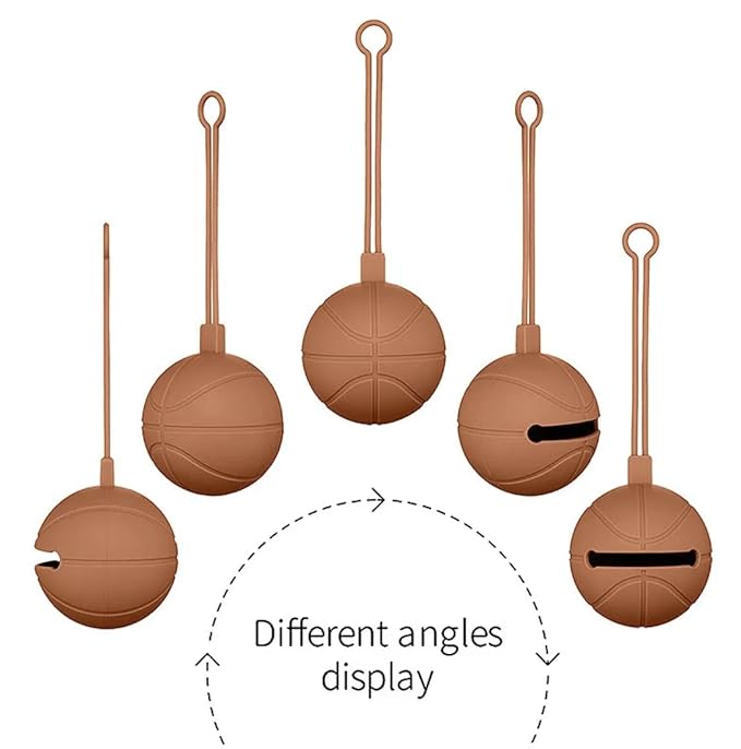 Pacifier Holder Case | Basketball Pacifier Holder | Silicone Pacifier Container | Travel Pacifier Case Holder | Keep Pacifier Clean and Accessible | Food Grade Silicone | Made by Tushi (Brown)