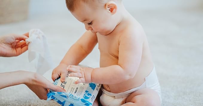 Pura Flushable Toddler Wipes 1 x 60 Wipes, 100% Plastic Free, 99% Water, Hypoallergenic & Fragrance Free, Totally Chlorine Free, Kids Toilet Wipes, Sensitive Skin