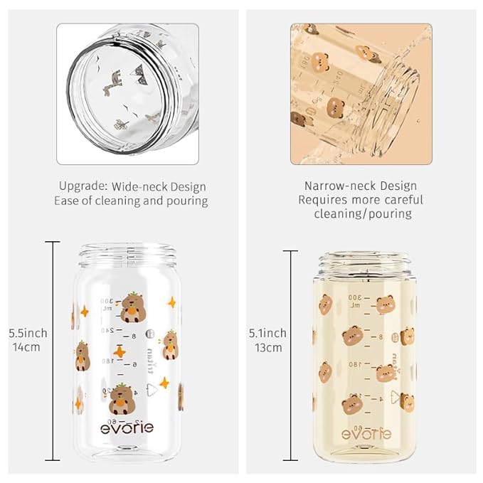 Evorie Tritan Spill Proof Toddler Straw Sippy Cup, 10 oz for Baby and Toddlers 1-3 Years Old, No Spill Straw Water Bottle with Removable Handles, Ideal for School, BPA-Free, Giraffe (NEW)