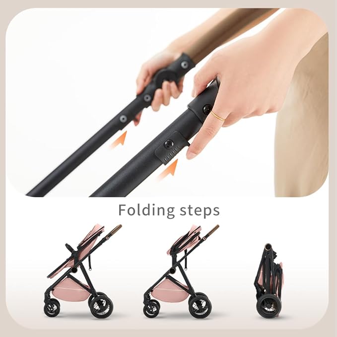2 in 1 Baby Stroller, High Landscape Infant Stroller Pram Foldable Pushchair with Adjustable Canopy, Storage Basket, Suspension Wheels,5-Point Harness,Mom Bags (Black)