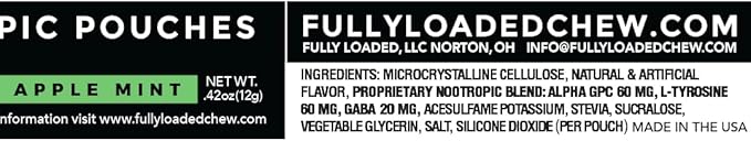 Fully Loaded Alpha Nootropic Pouches (Apple Mint) - 5 Cans - 15 Pouches per can - Effective Nootropic Delivery, Nic Pouch Replacement - Faster Absorption, Alpha GPC, L-Tyrosine, GABA