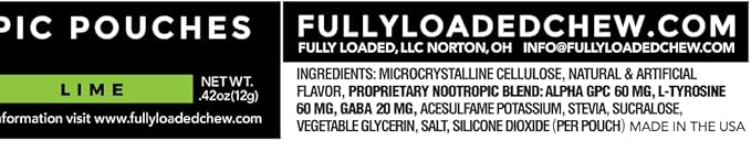 Fully Loaded Alpha Nootropic Pouches (Lime) - 5 Cans - 15 Pouches per can - Effective Nootropic Delivery, Nic Pouch Replacement - Faster Absorption, Alpha GPC, L-Tyrosine, GABA