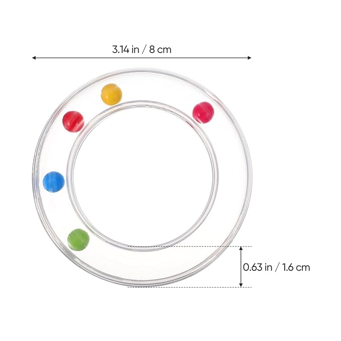 6Pcs Transparent Baby Rattles - Portable Baby Toy Rings with Visible Rolling Beads, Plastic Hand Bell Shaker,Easy-Grasp for Sensory Play Newborn Toddler (3.14 * 3.14 * 0.62in)