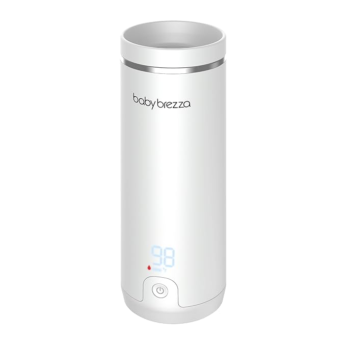 Baby Brezza Portable Warmer – 67% Faster Baby Bottle Warming - Travel Breastmilk and Formula Warmer - Safe, Even Heating - Up to 9oz - No Adapters, White