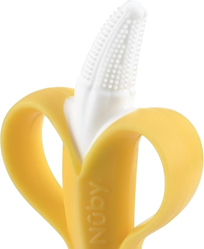 Nuby NanaNubs Banana Silicone Infant Toothbrush - Gum Massager - Soft Bristles - Silicone - 3+ Months