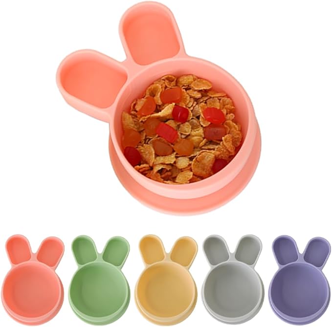 Baby Plates with Suction - Self-Feeding Tools for Baby - Made in Korea - Suction Plates Feeding Essentials - Ideal Baby Food Plates - Perfect Design for Toddlers (Pink, Rabbit)