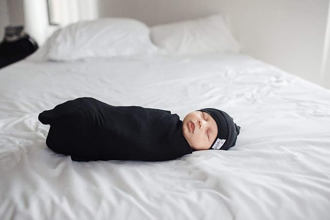 Copper Pearl Baby Beanie Hat Top Knot Stretchy Sof Midnight