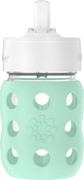 Lifefactory 8-Ounce Wide Neck Glass Baby Bottle with Protective Silicone Sleeve and Pivot Straw Cap, Mint (LG2241WMI4)