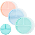 WeeSprout Silicone Divided Plates (With Lids), 100% Food Grade Silicone Divided Plates for Toddlers & Kids, Dishwasher & Microwave Safe