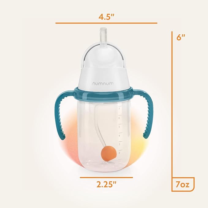 NumNum Baby Straw Cup, Weighted Straw Cup, Spill Proof Sippy Cups with Straw for 6-12 Months, Toddler Drinking Cups, Baby Essentials (1-Pack, Blue)