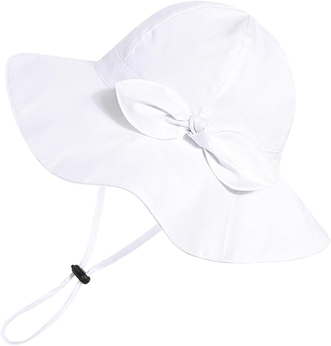 Baby Girl Sun Hat with UPF 50+ Outdoor Adjustable Beach Hat with Wide Brim Bucket Hats