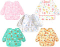 Accmor 5 Pack Long Sleeve Bibs, Baby Smock Waterproof Sleeved Bib Smock for Baby Toddler 6-36 Months