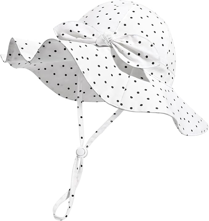 Baby Girl Sun Hat with UPF 50+ Outdoor Adjustable Beach Hat with Wide Brim Bucket Hats