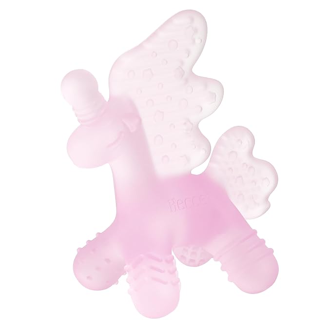 HECCEI Baby Teether Toy, Soft Food‑Grade Silicone Teether, Soft Infant Teether Chew Toy, BPA Free, Multi-Texture Design Teether (Blush Glow)