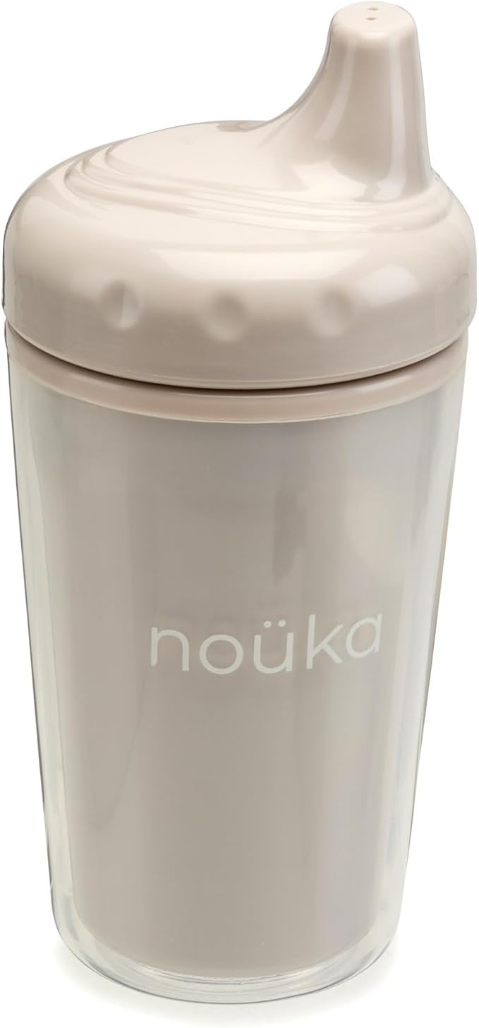 noüka Insulated and Non-Spill Sippy Cup | Leak Proof and Easy Grip | Keeps Drinks Hot or Cold | Soft Sand