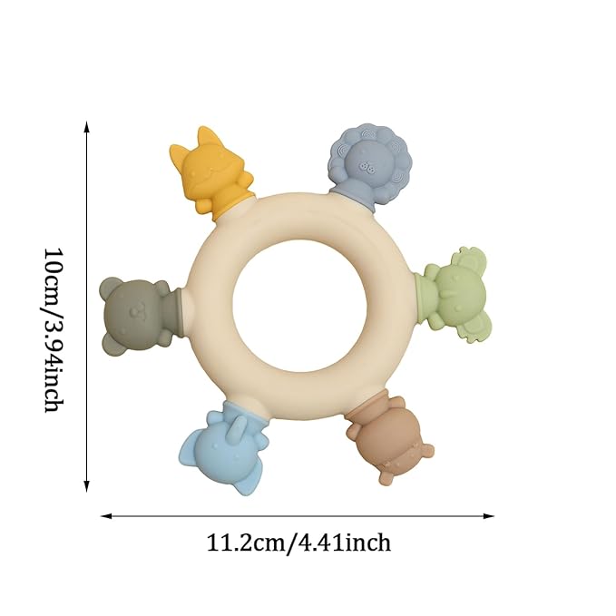 Baby Teething Toys 6-12 Months Teethers for Babies 3-6 Months Soft Cute Animals for Newborn Infants Food-Grade Silicone Baby Essential Chew Toys for Tiny Hands Easy Grip Teething Relief BPA Free