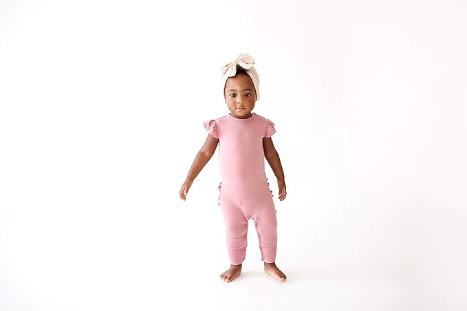 Posh Peanut Baby Girl Pajamas – Ruffled Cap Sleeve Romper PJs – Soft Viscose from Bamboo One-Piece for Babies & Toddlers