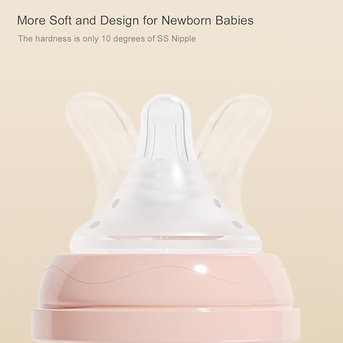 Gulicola Natural PP Baby Breastfeeding Bottles, Medium Flow Nipples (M), 3 Months +, White, 8 oz - 2pks