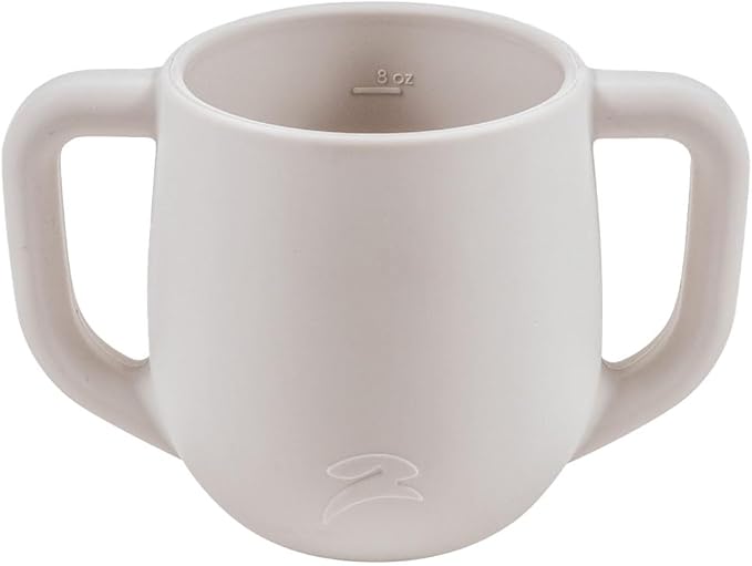 3-in-1 Silicone Training Cup with Straw & Lid - Baby Led Weaning Transition Sippy Cups for 6+ Month Old - Spill Proof Training Cup for Baby - BPA-Free Transition Sippy Cups (Misty Gray)