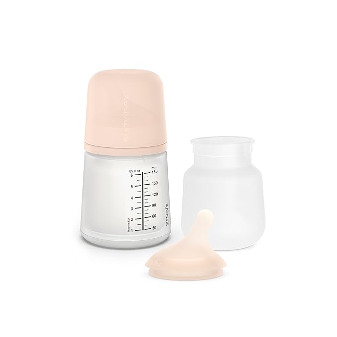 Suavinex Zero Zero Starter Set Small Anti Colic Baby Bottle, No 1 Spanish Baby Bottle Brand, Minimizes Bottle Rejection & Nipple Confusion, Adaptable Flow, 6 oz, Fair