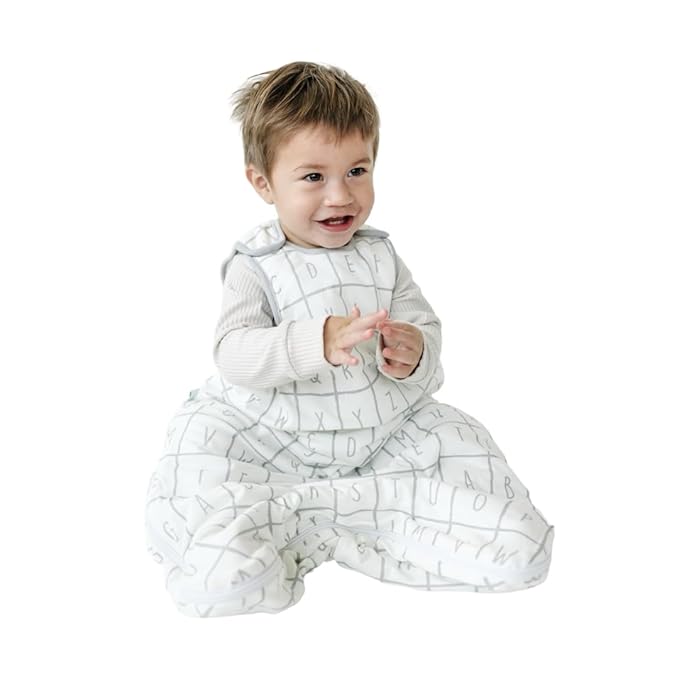 Tealbee Grow with Baby Sleep Sack – Adjustable Fit 6–24 Months for Babies & Toddlers, Soft Rayon from Bamboo Sleep Bag, All Season 1.2 TOG Wearable Blanket with 2-Way Zipper – Alphabet