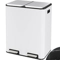 Arlopu 16Gal Dual Trash Can w/2 Built-in Box for Odor Control, Hands-Free Kitchen Garbage Bin, Recycle Waste Dustbin, Soft-Close Lid, 2 Buckets,Foot Pedal, Side Handle, Airtight,for Home Office