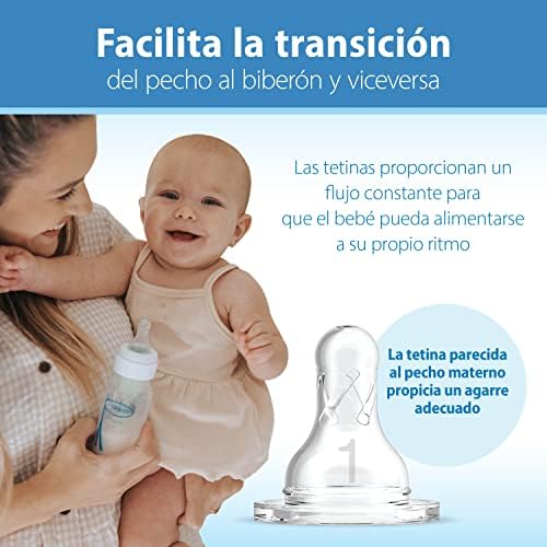 Dr. Brown's Natural Flow Anti-Colic Options+ Narrow Baby Bottle, 4 oz/120 mL, with Level 1 Slow Flow Nipple, 0m+, 4 Bottles