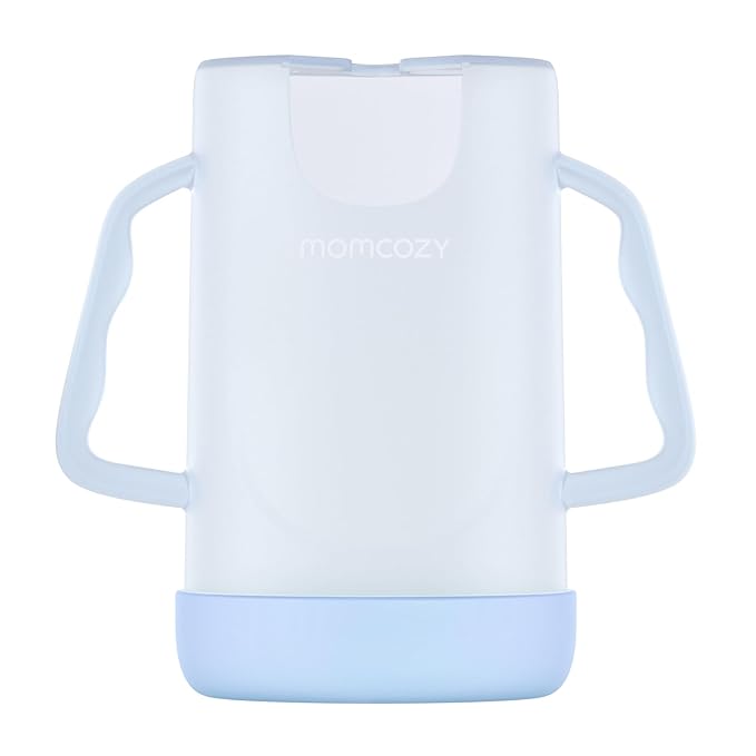 Momcozy Baby Pouch Holder No Squeeze, Baby Food & Juice Box Holder, Mess-Free, Easy Grip for Self-Feeding, BPA-Free & DEHP-Free, Must-Have for Babies, Blue