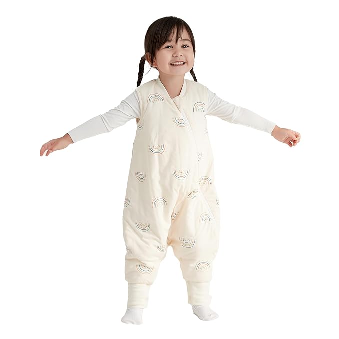 Duomiaomiao 1.5 TOG Toddler Sleep Sack 36-48 Months 100% Cotton Four Season Side Open Zipper Baby Sleep Sack with Feet, Breathable Toddler Wearable Blanket