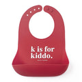 Bella Tunno Baby Bib for Eating, Waterproof Silicone Bib with Large Food Catcher, Adjustable Fit for Babies 4-12 months & Toddlers 1-3 Years, Boys & Girls, K for Kiddo