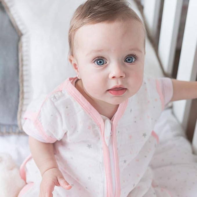 Baby Sleep Sack 18-24 Months 2 Pack, 100% Cotton Toddler Sleeping Bag, 2-Way Zipper Wearable Blanket for Baby Girl, X-Large, 0.5 TOG, Pink Star & Bloom