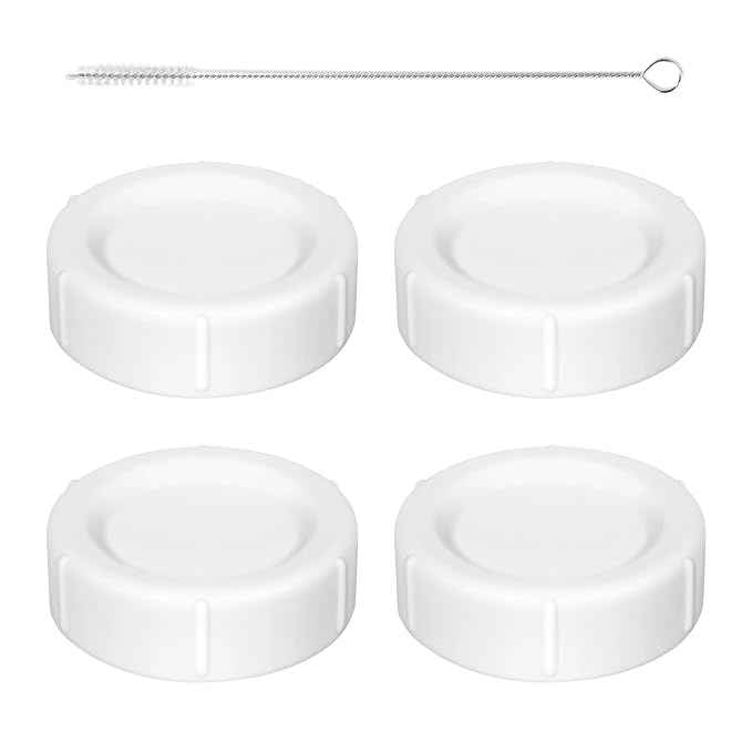 Travel Bottle Caps for Dr Brown Wide Neck Bottle, Bottle Lids Replacement with Sealing Gasket (Compatible with 5oz and 9oz, 4, Count)