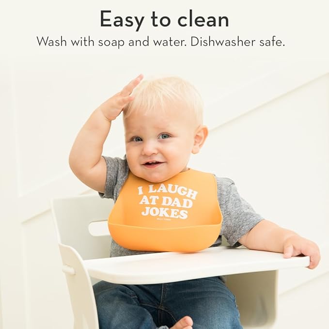 Bella Tunno Baby Bib for Eating, Waterproof Silicone Bib with Large Food Catcher, Adjustable Fit for Babies 4-12 months & Toddlers 1-3 Years, Boys & Girls, I Love Mom