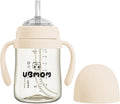 UBMOM Sippy Cup with Straw and Handle, Spillproof Baby and Toddler Cups with Replaceable Straw, BPA-Free PPSU Sippy Cups for Toddlers, 6.76oz (Beige)