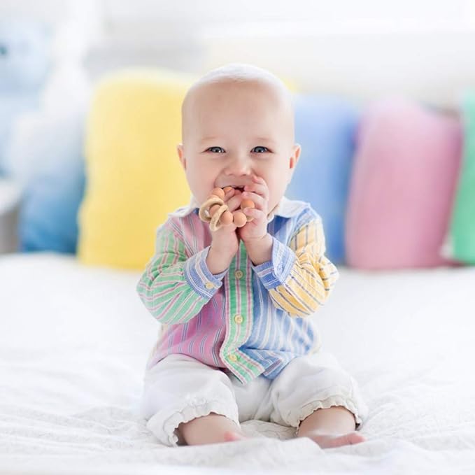 Silicone Baby Teether, Food Grade Silicone & Beech Baby Teething Toy, BPA Free (Ether)
