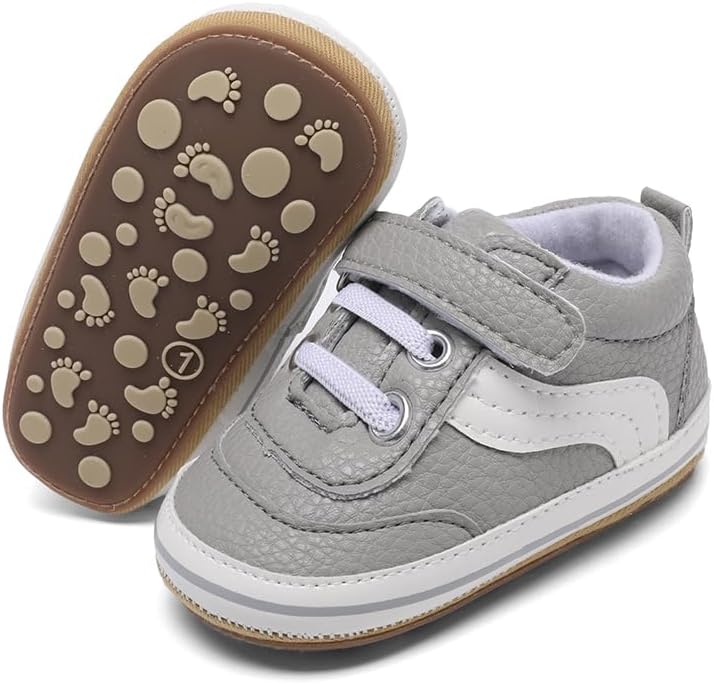 Clowora Baby Boys Girls Shoes Non-Slip Rubber Sole Sneakers Infant First Walking Toddler Crib Shoes Newborn Loafers Flats.