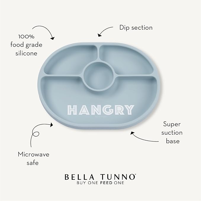 Bella Tunno Suction Plate for Babies & Toddlers, Self-Feeding Dish for Baby Led Weaning, Silicone Divided Plate, Sticks to Highchair Trays & Tables, Microwave & Dishwasher Safe, Give Peas a Chance